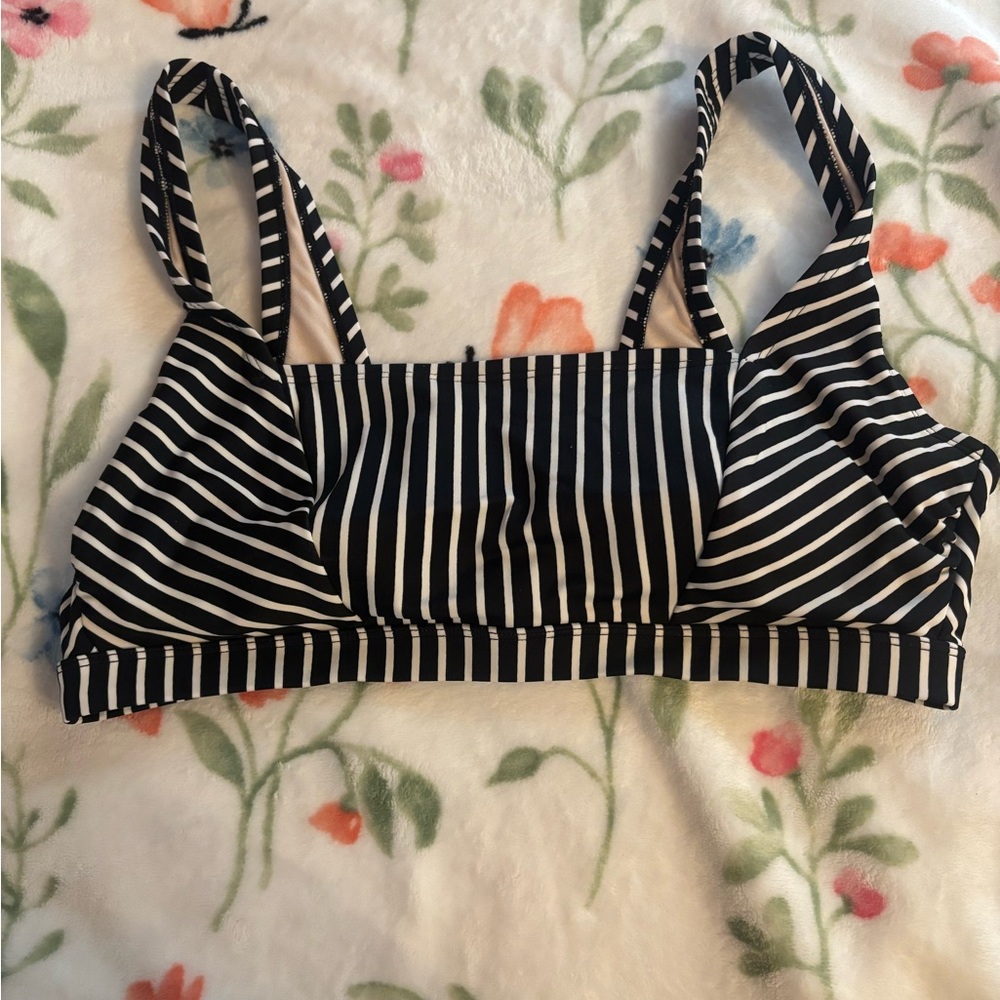 Striped Black and White Swimsuit Top
